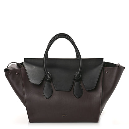 Celine Smooth Calfskin Large Bi-Color Tie Knot Tote Black Burgundy 1 of 10