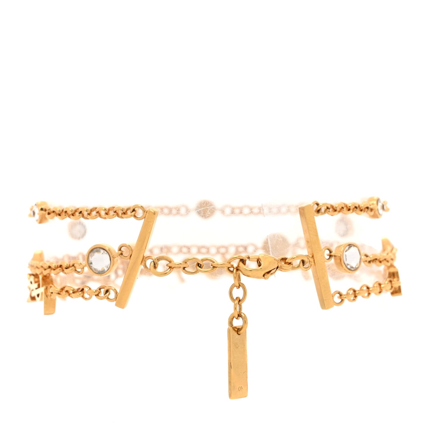 Brass Crystal Monogram Multi Strand Bracelet S Gold
