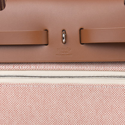 Hermes Criss Viking Vache Hunter Herbag Zip Retourne 31 PM Ecru Sanguine Fauve 8 of 12
