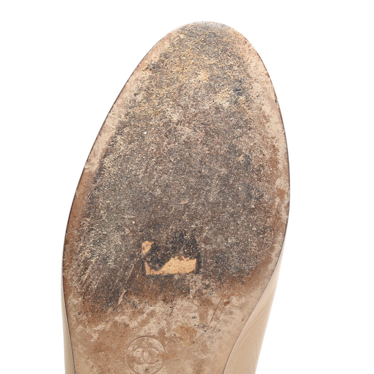 Lambskin Cap Toe CC Ballerina Flats 36.5 Beige Black