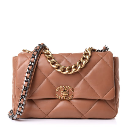 Chanel Lambskin Quilted Large Chanel 19 Flap Brown 1 of 10
