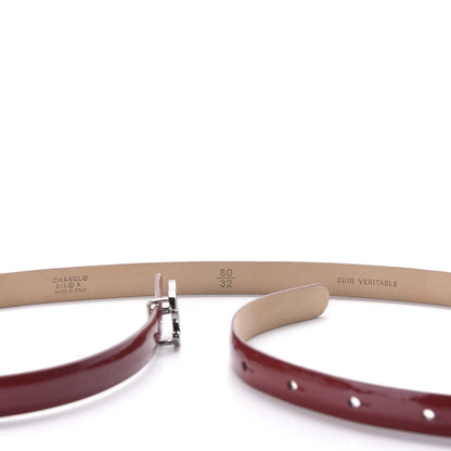 Chanel Patent Calfskin CC Logo Skinny Belt 80 32 Red 3 of 5