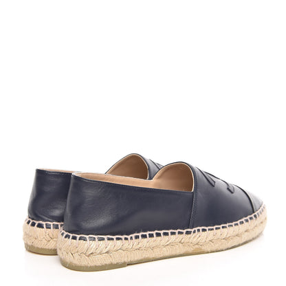 Chanel Lambskin CC Espadrilles 37 Navy Black 4 of 11