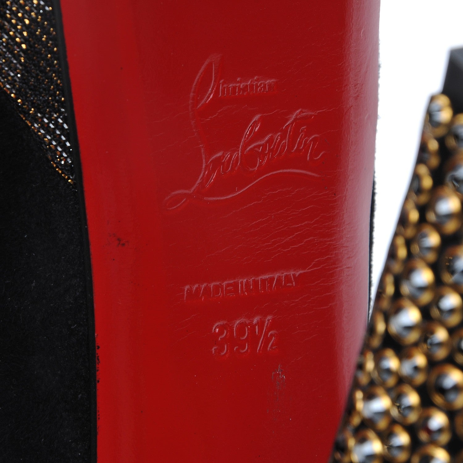 Christian Louboutin Suede Lame Miralep 140 Pumps 39.5 Black Gold 6 of 8