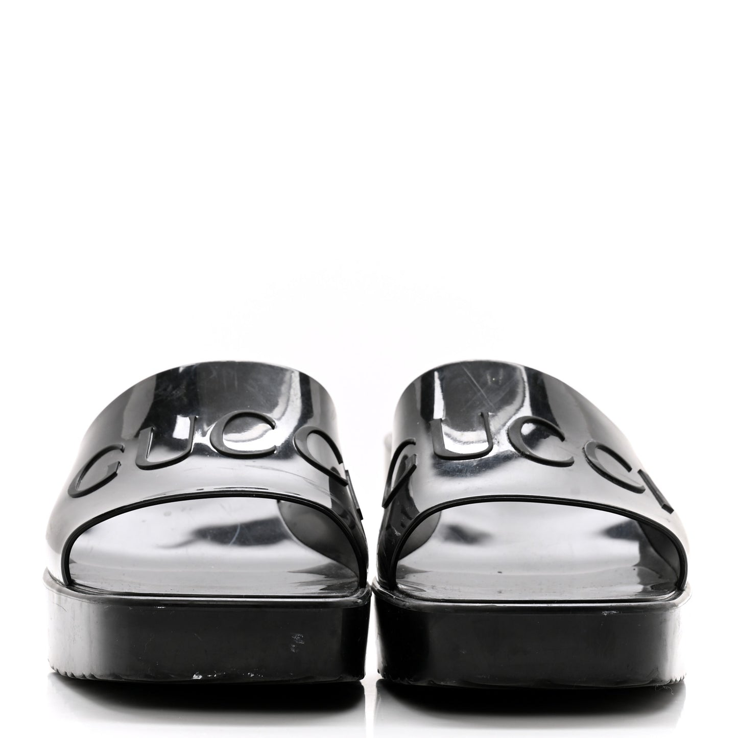 Rubber Gucci Logo Womens Platform 20/60mm Slide Sandals 38 Black