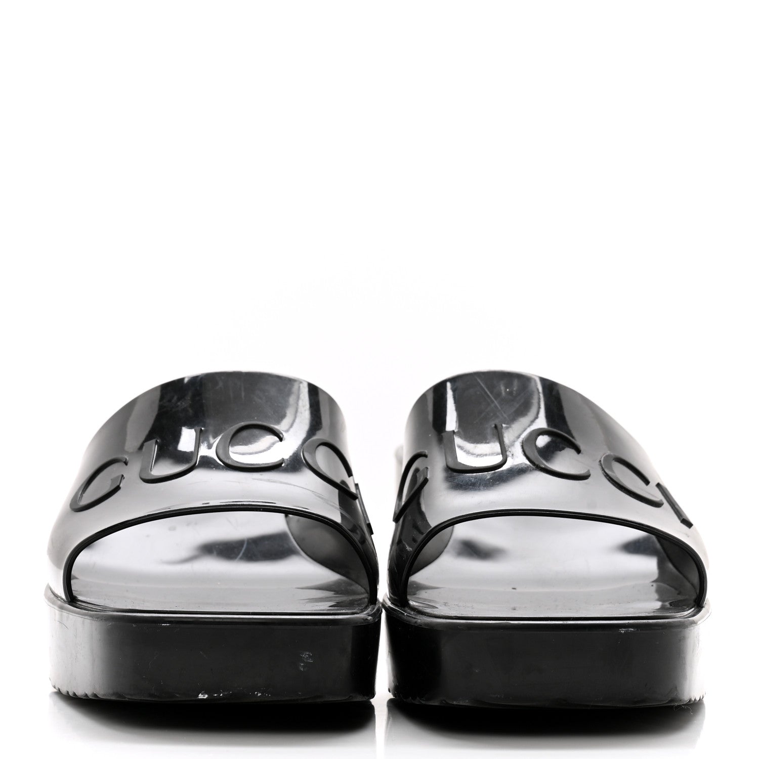 Gucci Rubber Gucci Logo Womens Platform 20/60mm Slide Sandals 38 Black 2 of 13