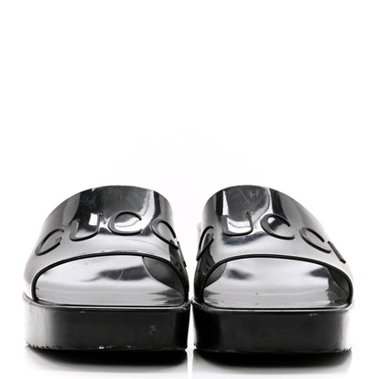 Gucci Rubber Gucci Logo Womens Platform 20/60mm Slide Sandals 38 Black 2 of 13