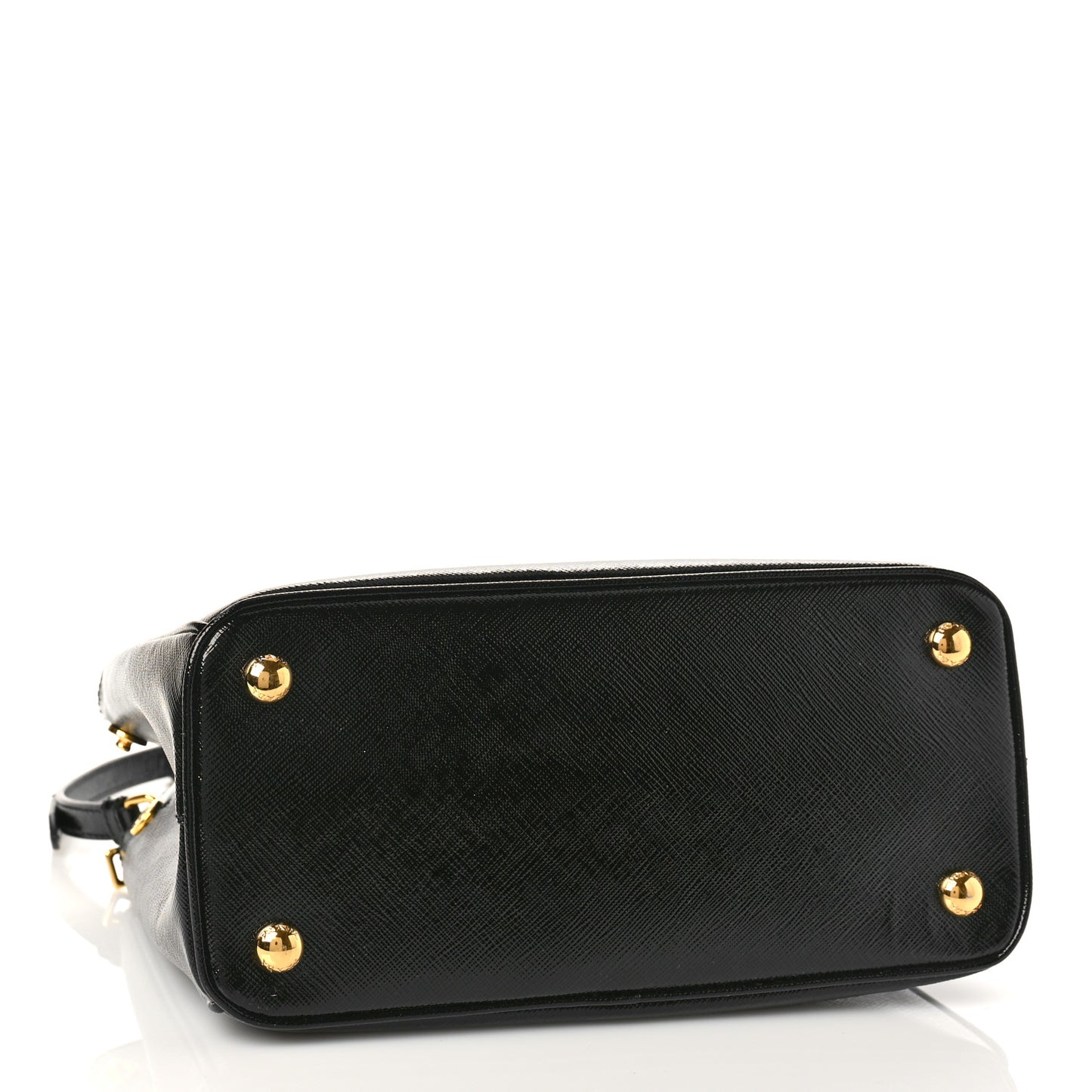 Saffiano Vernice Small Galleria Double Zip Tote Black Rosso