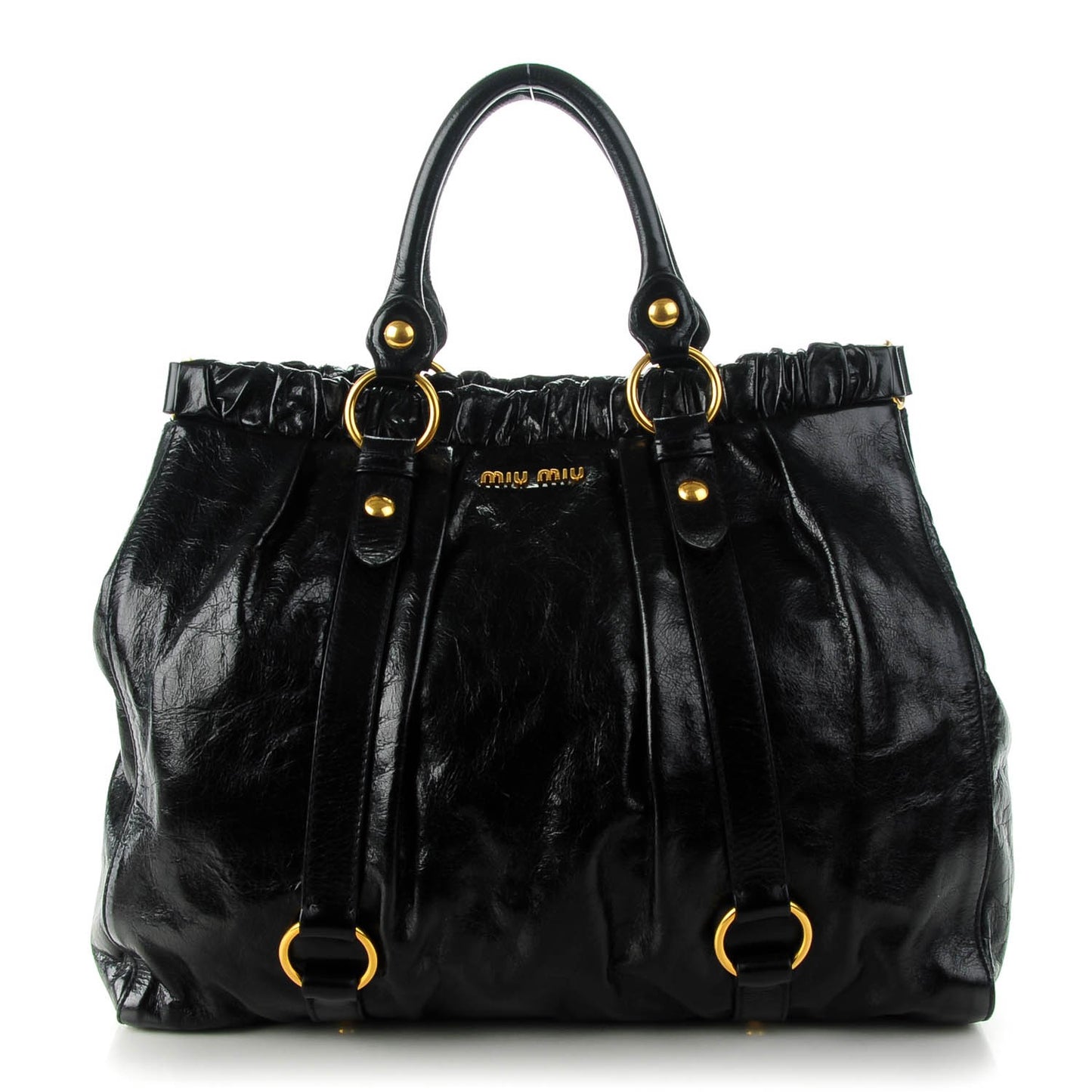 Vitello Lux Gathered Tote Black