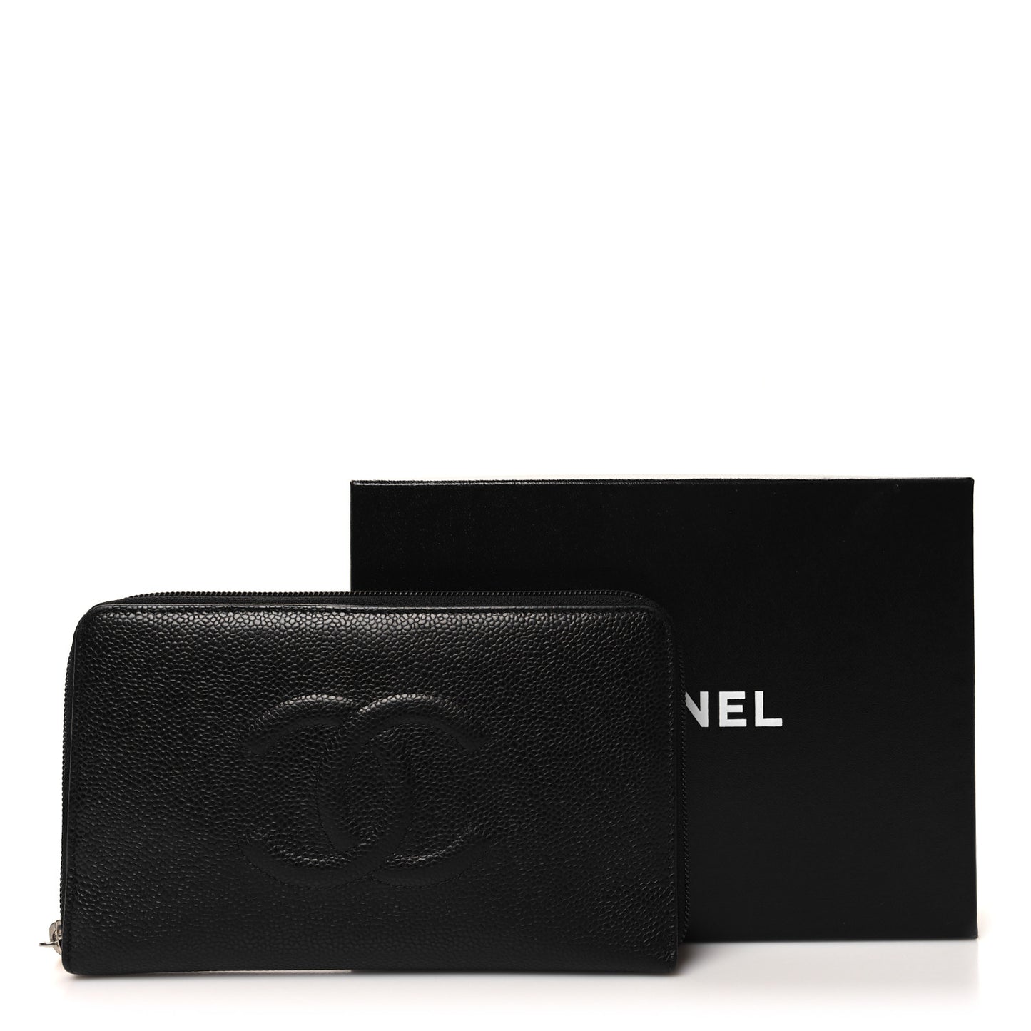 Caviar Large Timeless CC Zip Around Organizer Wallet Black