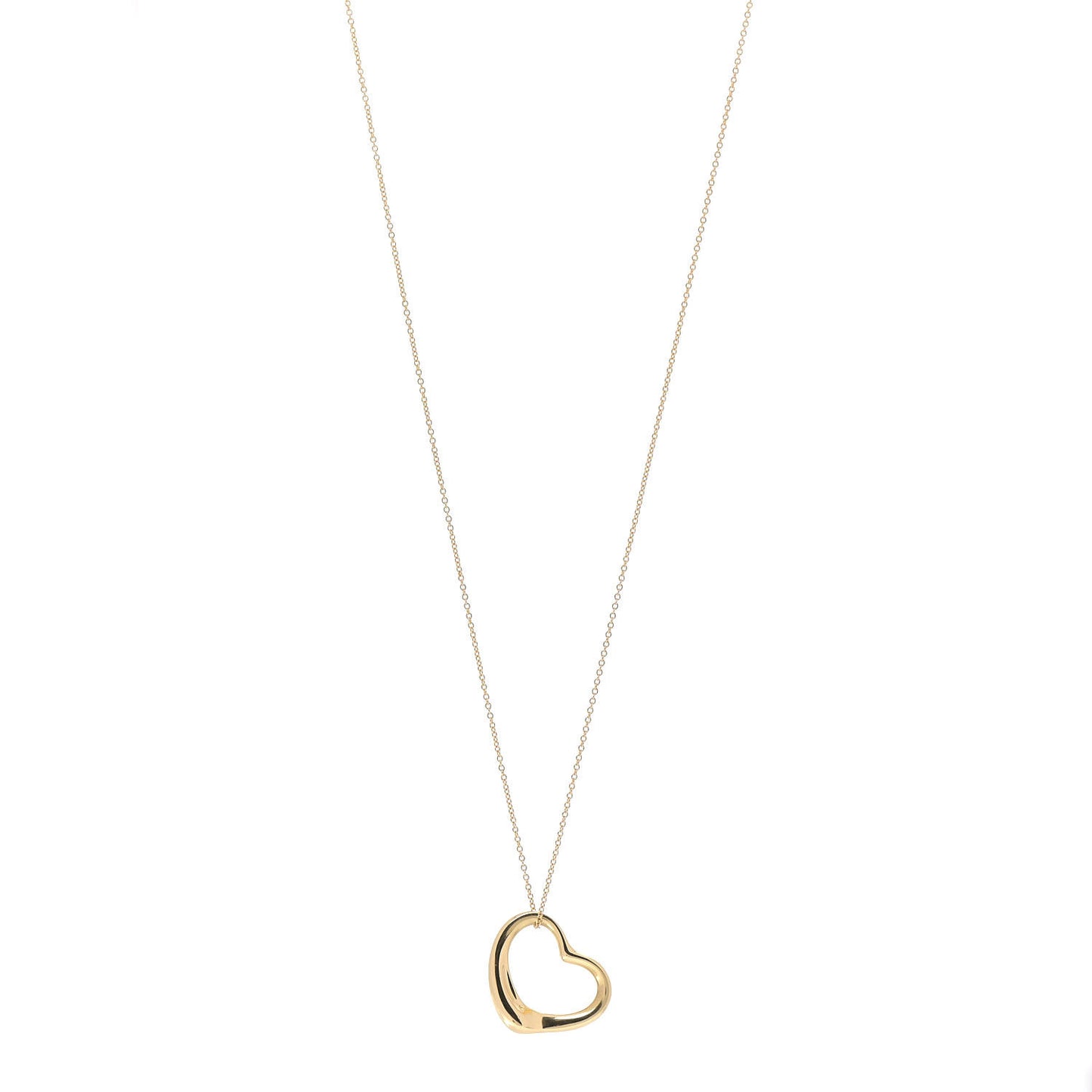 18K Yellow Gold 22mm Elsa Peretti Open Heart Pendant Necklace