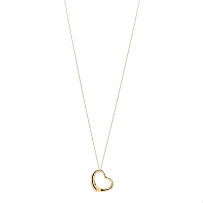 Tiffany 18K Yellow Gold 22mm Elsa Peretti Open Heart Pendant Necklace 1 of 7