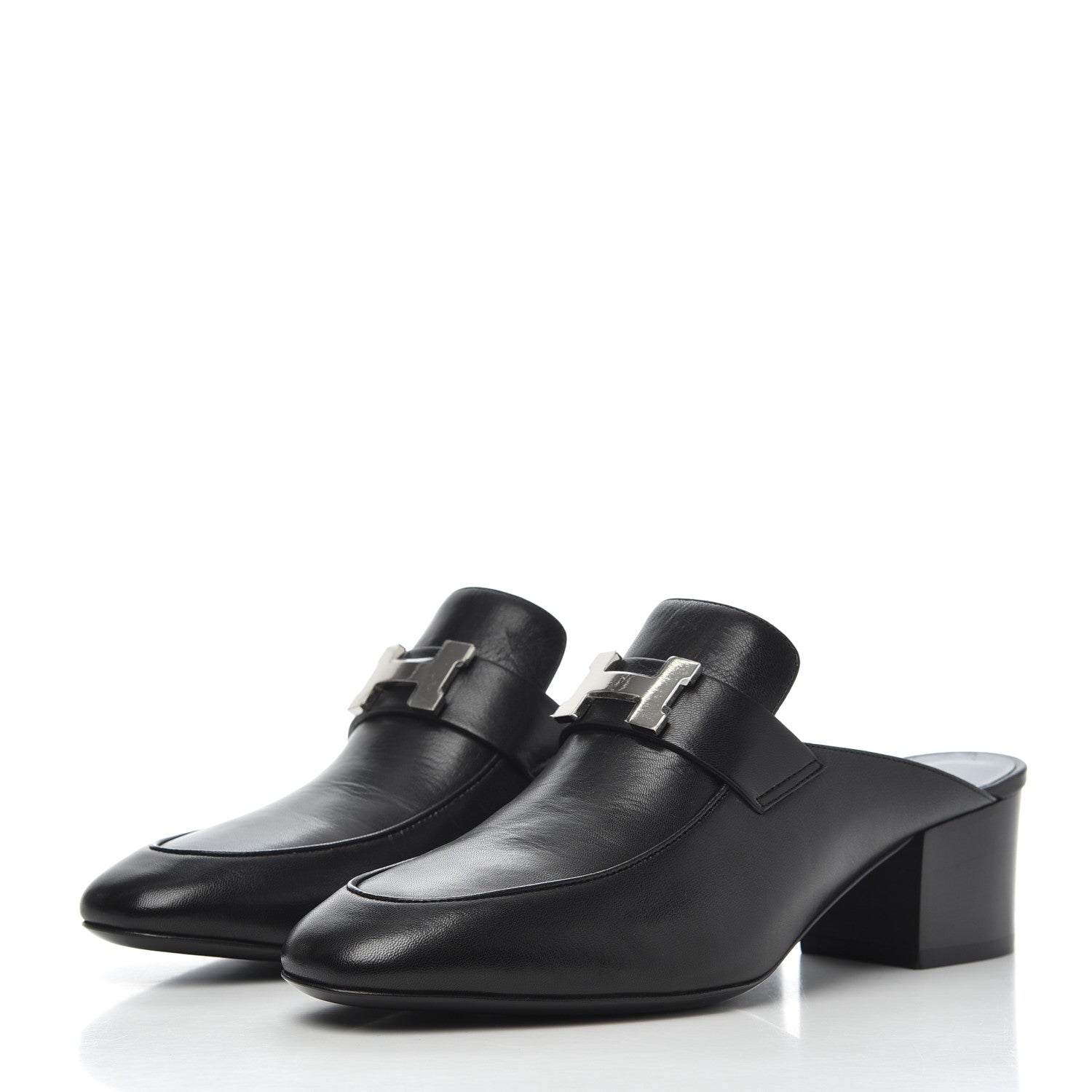 Hermes Goatskin Paradis Mules 37.5 Black 3 of 13