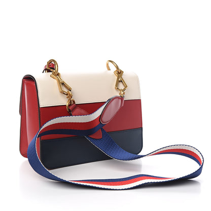 Gucci Calfskin Sylvie Web Queen Margaret Shoulder Bag Blue Agata Hibiscus Red Mystic White 3 of 10
