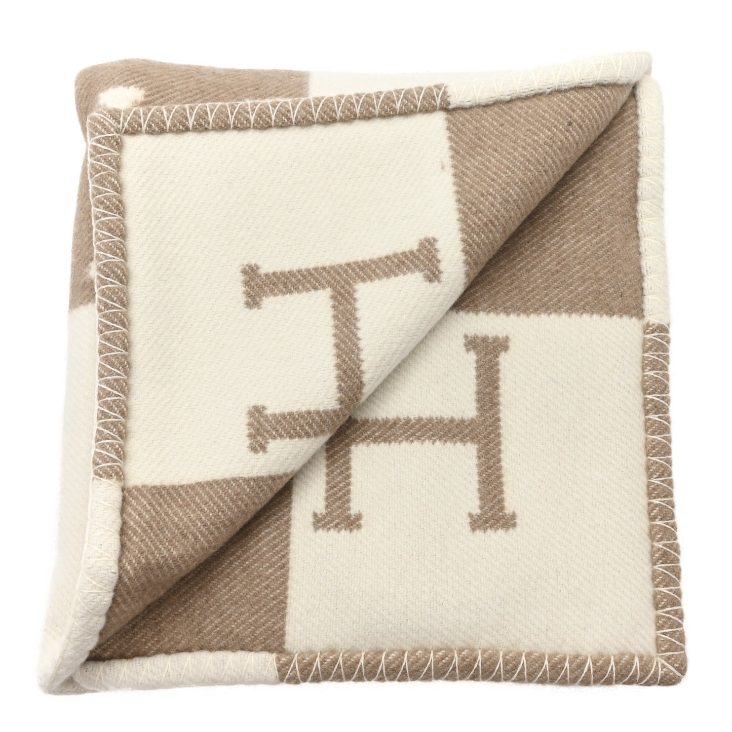 Wool Cashmere Avalon Baby Blanket Noisette Moyen White