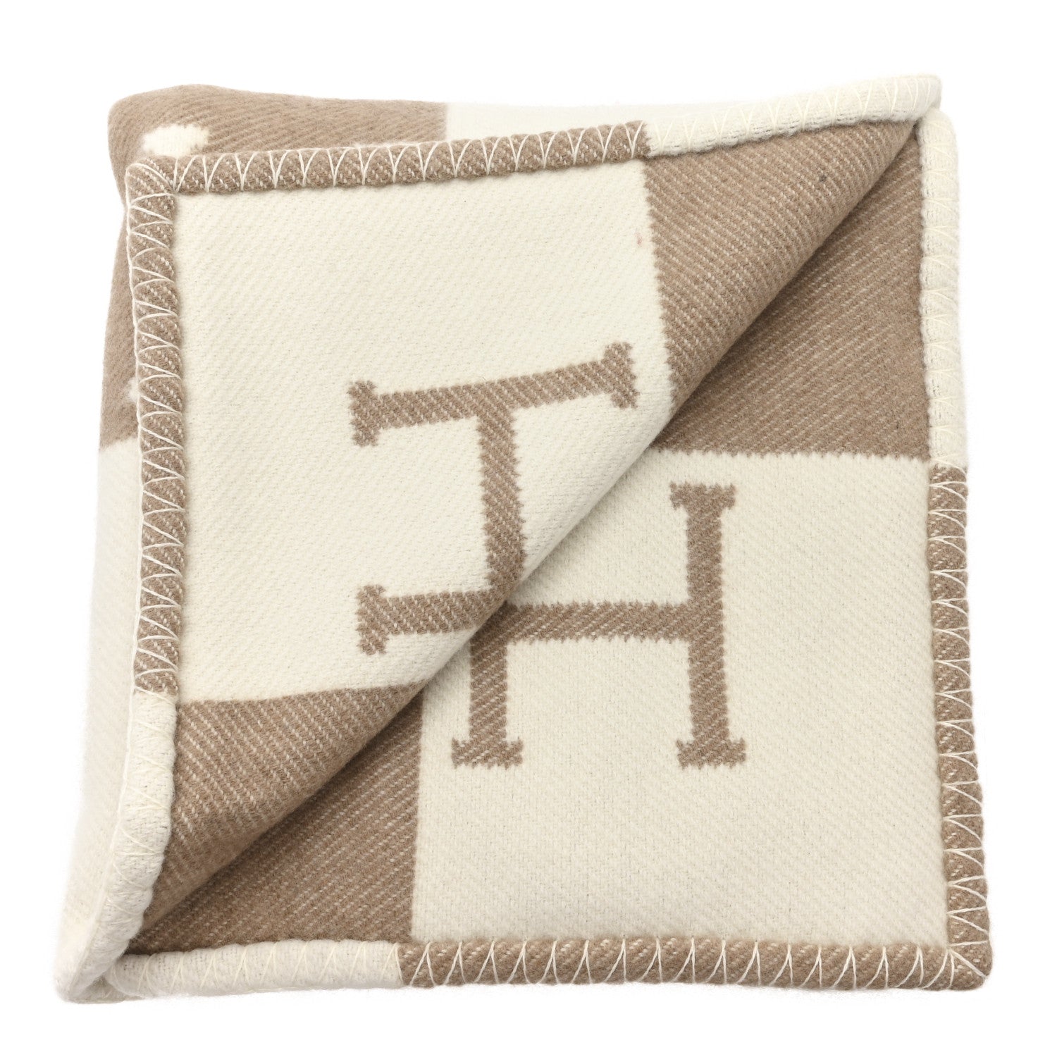Hermes Wool Cashmere Avalon Baby Blanket Noisette Moyen White 2 of 4