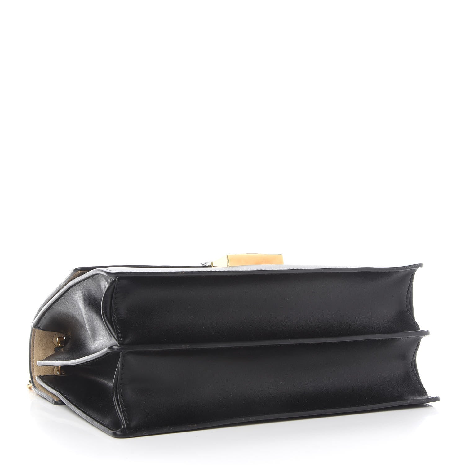 Fendi Vitello Liberty Bi-Color FF 1974 Embossed Chain Strap Kan U Shoulder Bag Black Maya 4 of 9