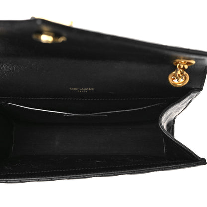 Saint Laurent Grain De Poudre Textured Mixed Matelasse Triquilt Medium Monogram Satchel Black 5 of 9