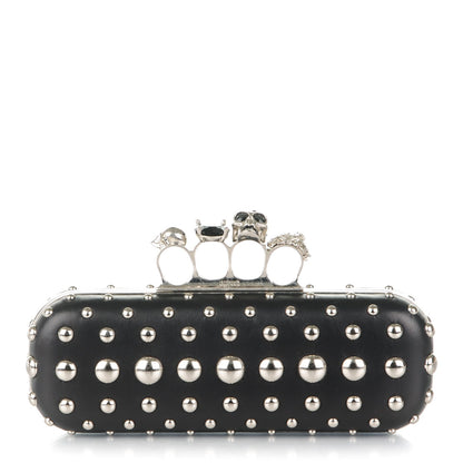 Alexander McQueen Nappa Studded Skull Knuckle Box Clutch Black 1 of 7