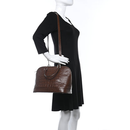 Burberry Crocodile Embossed Calfskin Large Bowler Bag Brown 2 of 8
