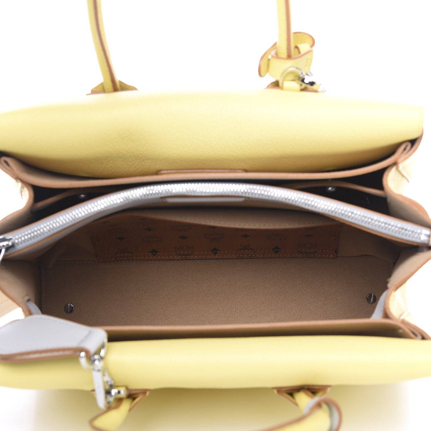 Grained Calfskin Medium Milla Tote Custard Yellow