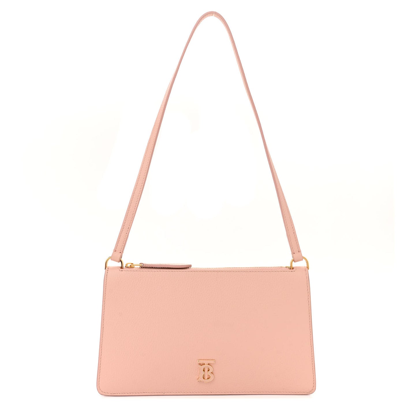 Grained Calfskin Mini TB Shoulder Pouch Dusty Pink