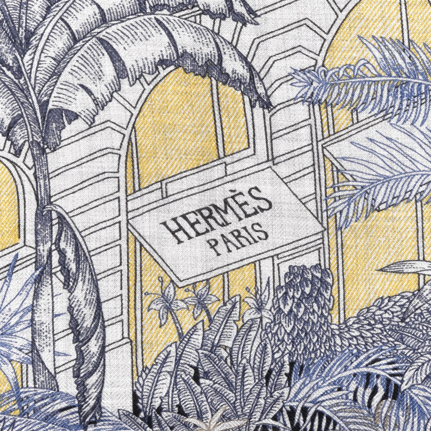 Hermes Cashmere Silk Faubourg Tropical Shawl 140 Gris Chine Encre 3 of 8