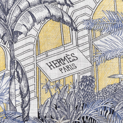 Hermes Cashmere Silk Faubourg Tropical Shawl 140 Gris Chine Encre 3 of 8