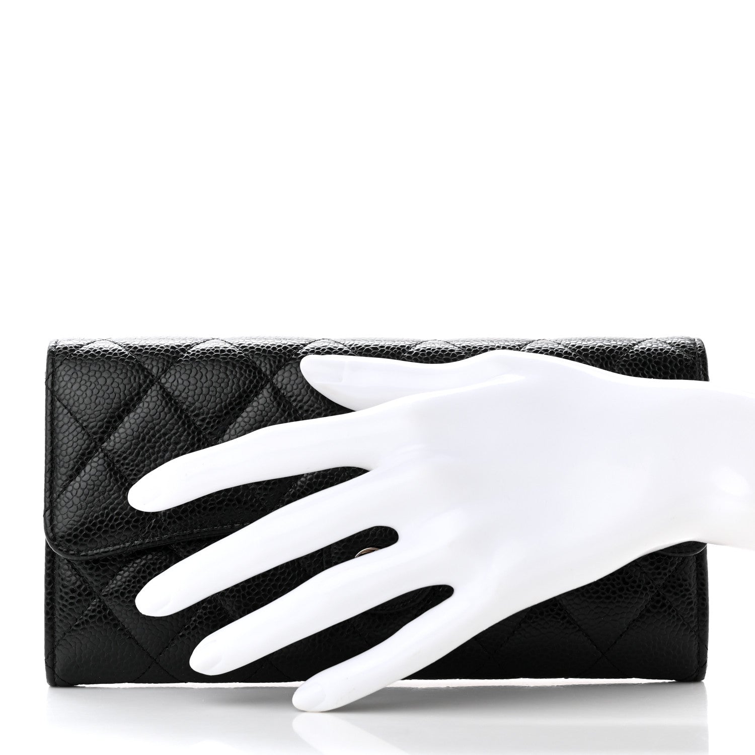 Chanel Caviar Quilted Large Gusset Flap Wallet Black 2 of 12
