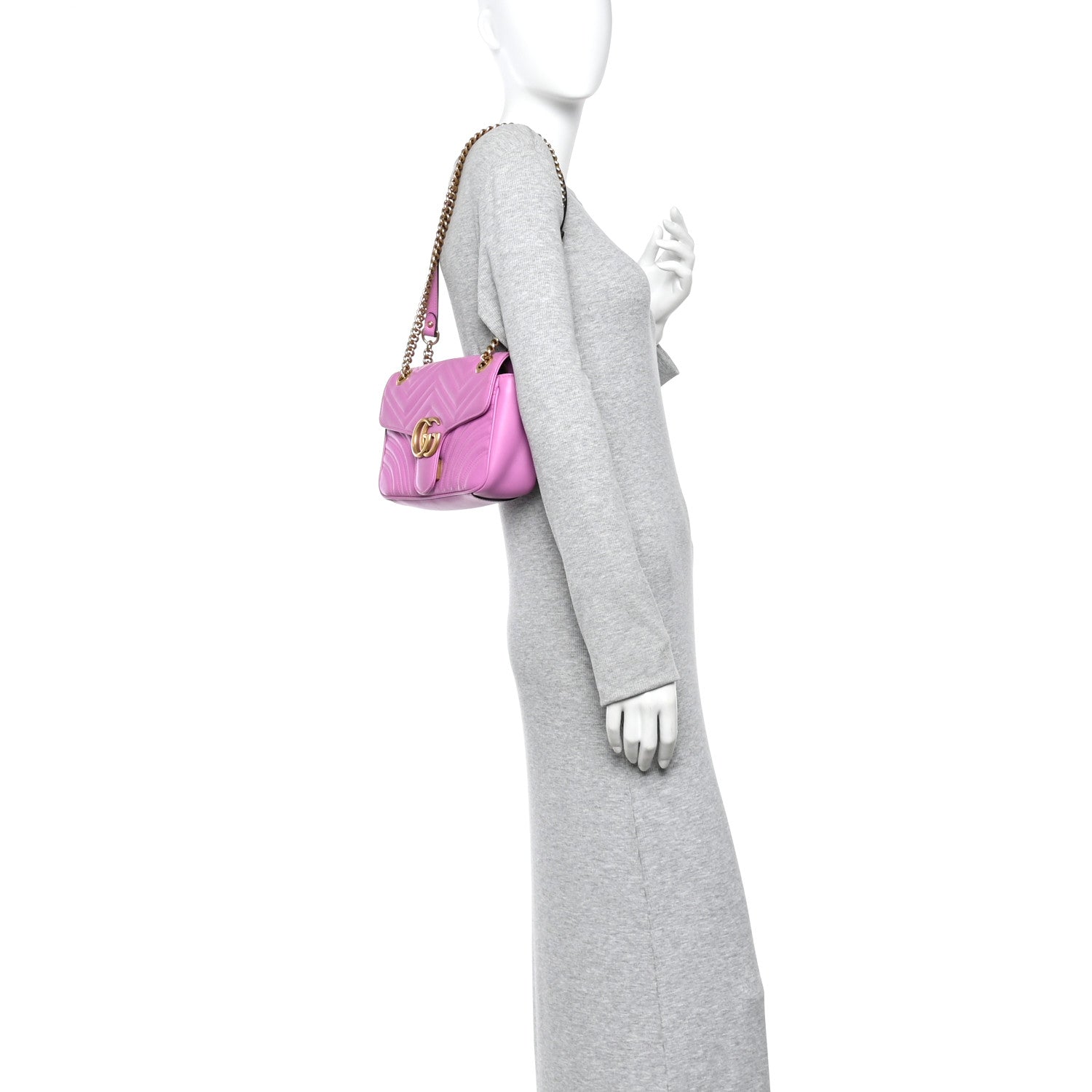Gucci Calfskin Matelasse Small GG Marmont Shoulder Bag Candy Mousse 2 of 10