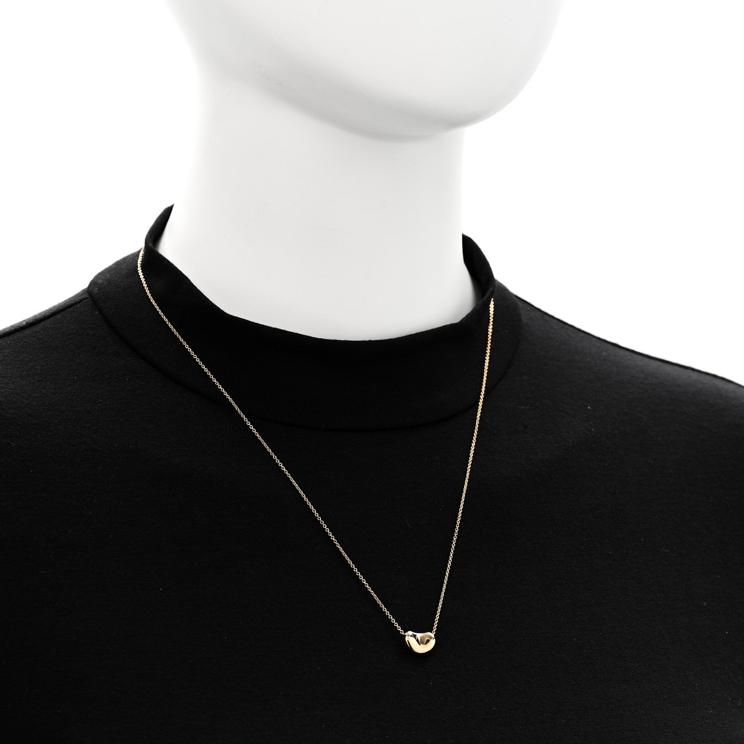 Tiffany 18K Yellow Gold 11mm Elsa Peretti Bean Pendant Necklace 2 of 4