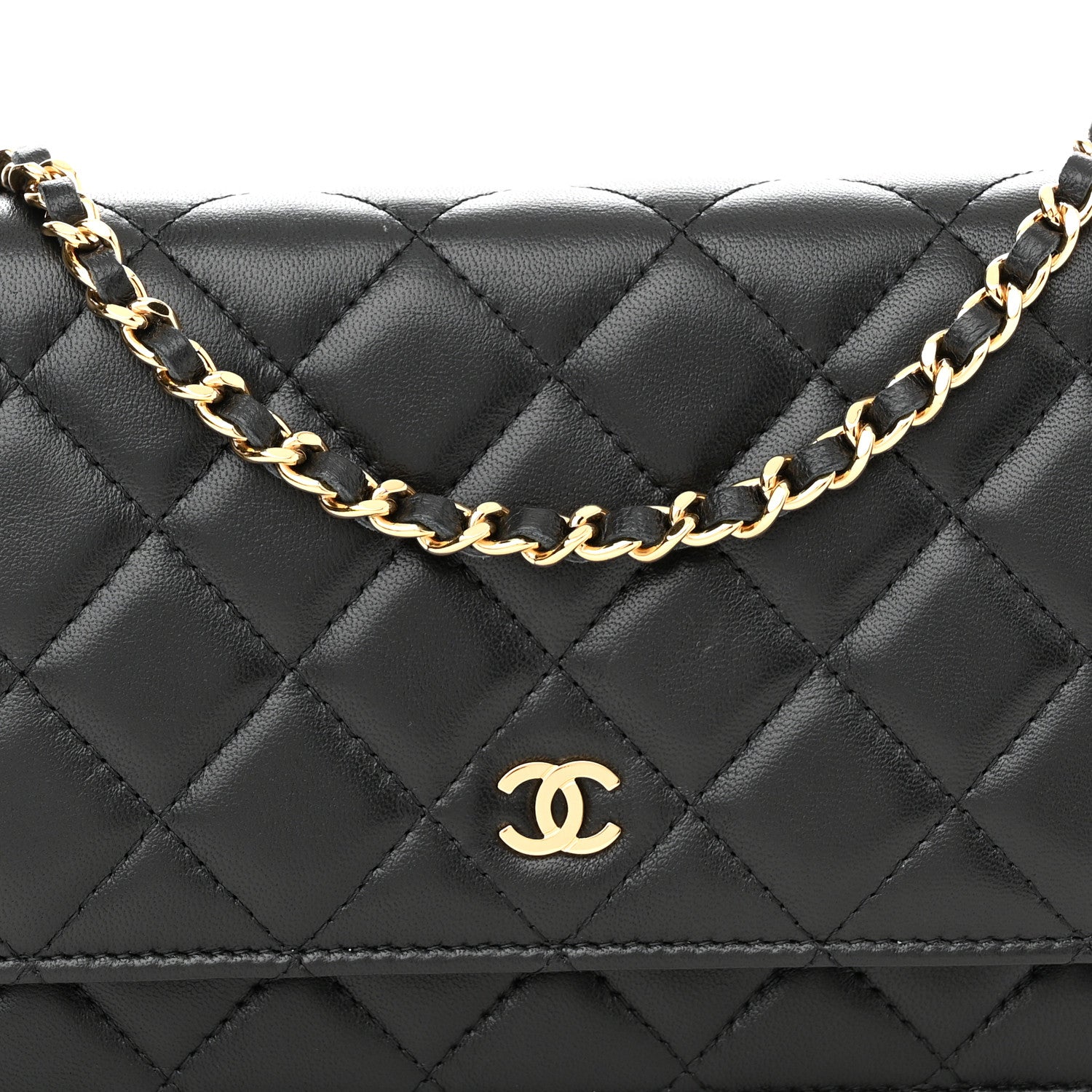 Chanel Lambskin Quilted Wallet On Chain WOC Black 9 of 11