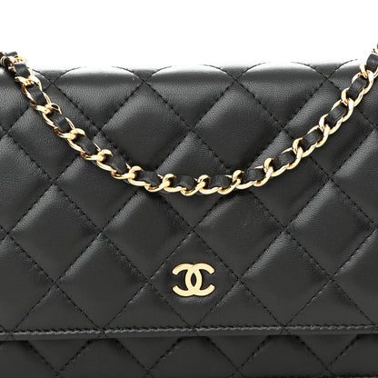 Chanel Lambskin Quilted Wallet On Chain WOC Black 9 of 11