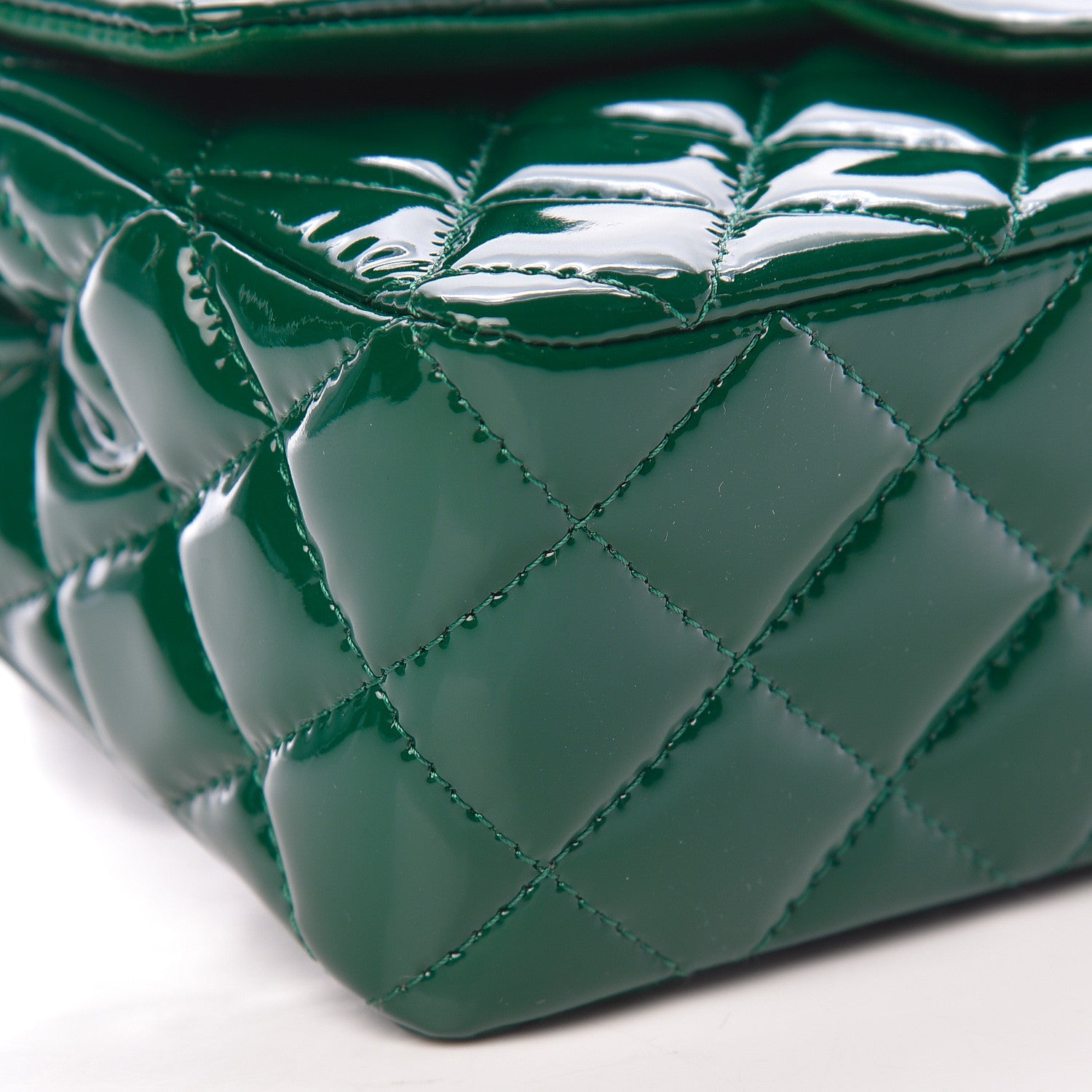 Chanel Patent Calfskin Quilted Mini Rectangular Flap Dark Green 9 of 11