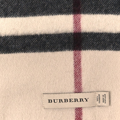 Burberry Cashmere House Check Fringe Scarf Beige 3 of 4