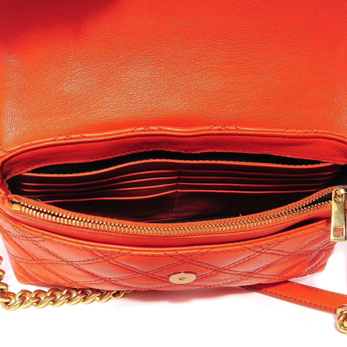 Quilted Lambskin The Small Single Flap Orange