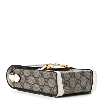 Gucci GG Supreme Monogram Azalea Calfskin Mini Horsebit 1955 Crossbody Bag Beige Ebony Mystic White 4 of 11