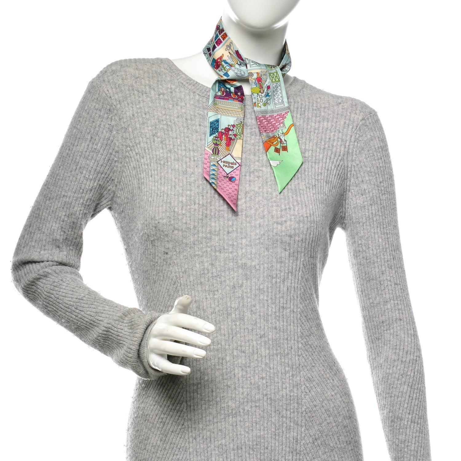 Hermes Silk La Maizeon des Carrés Twilly Aqua Vert d Eau Rose 7 of 10