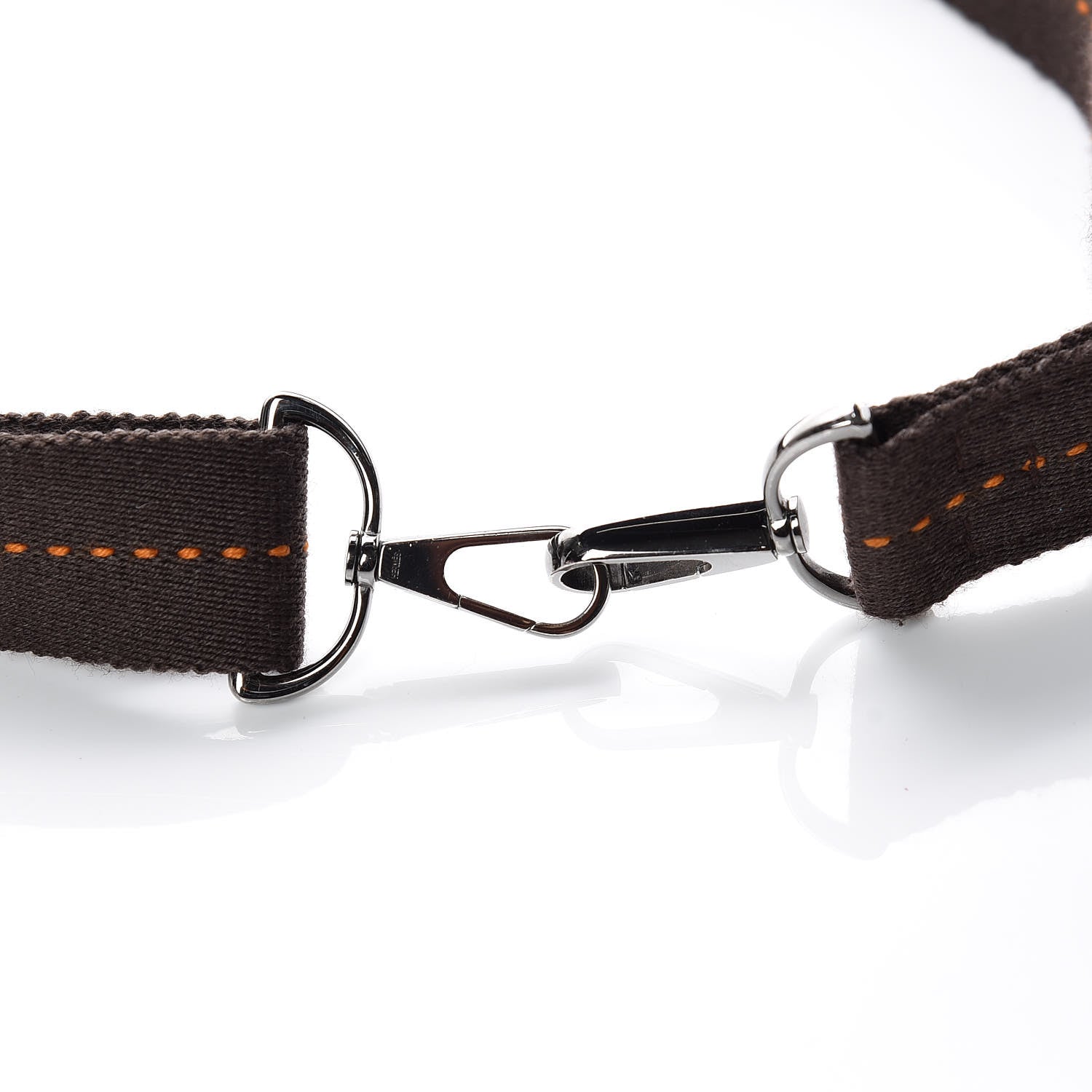 Hermes Toile Caravane Shoulder Strap Chocolate 4 of 4