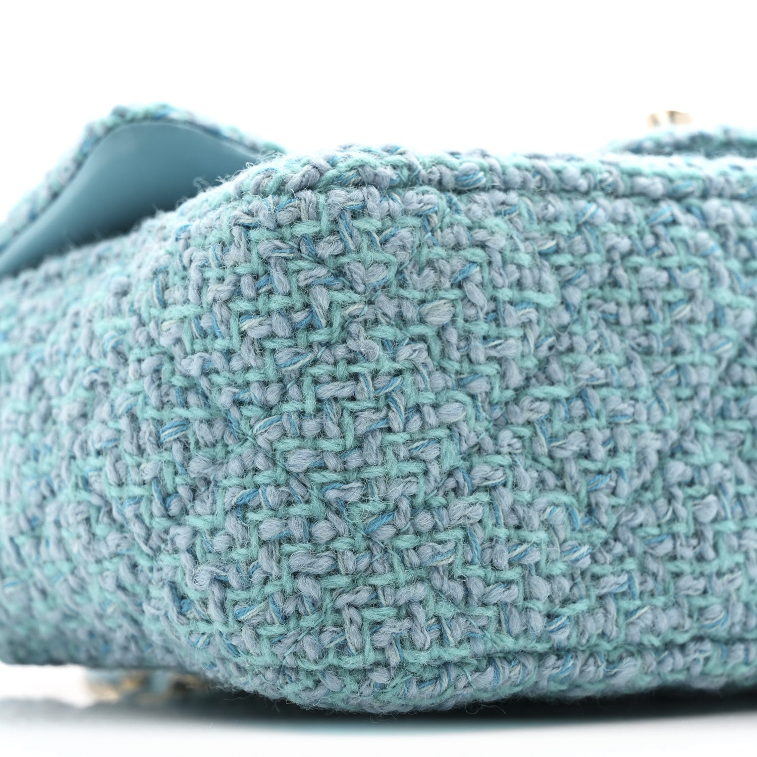 Chanel Wool Tweed Quilted Mini Rectangular Flap Turquoise Light Blue 9 of 11