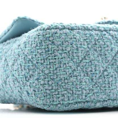 Chanel Wool Tweed Quilted Mini Rectangular Flap Turquoise Light Blue 9 of 11