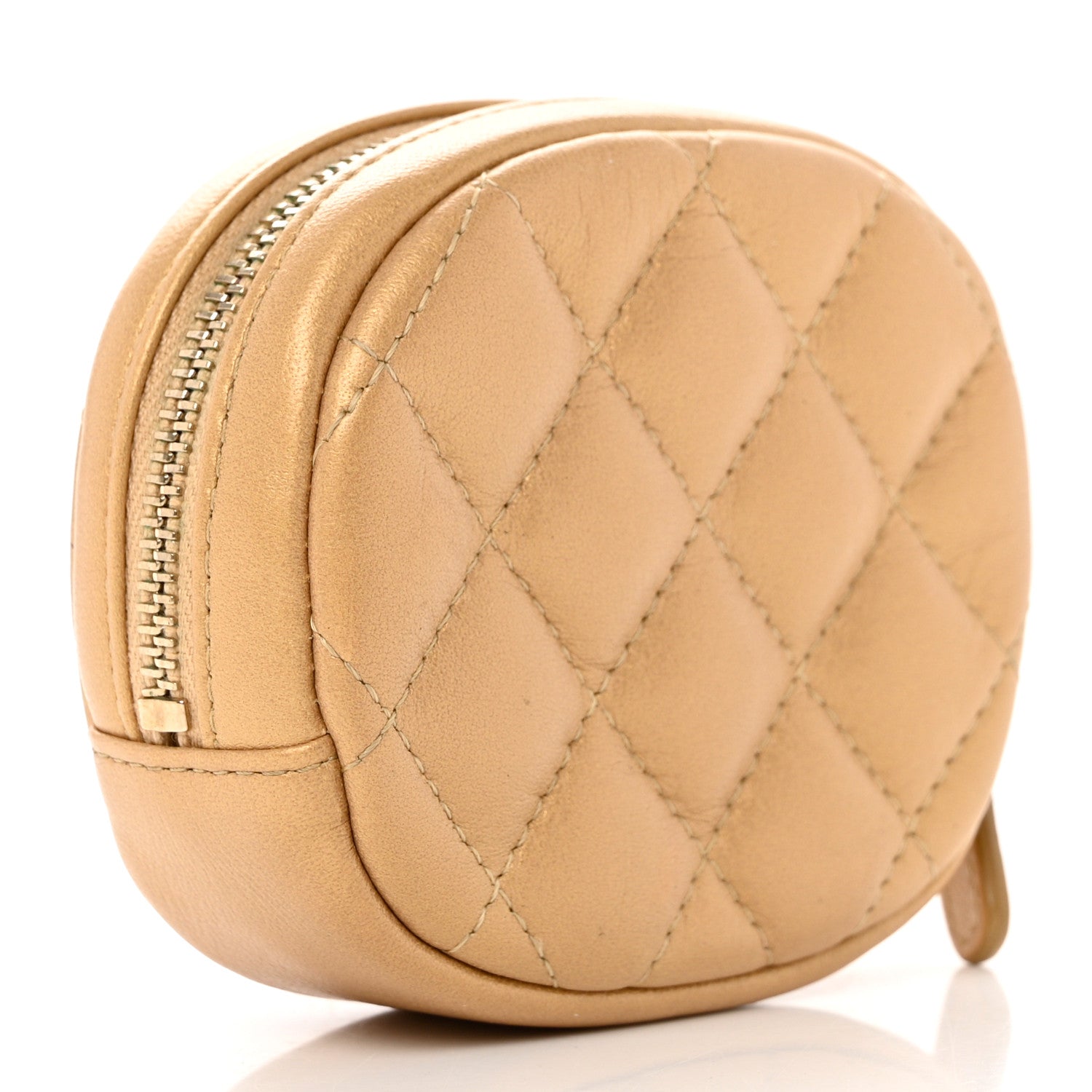 Chanel Metallic Lambskin Quilted Zip Around Classic Coin Purse Gold 3 of 7