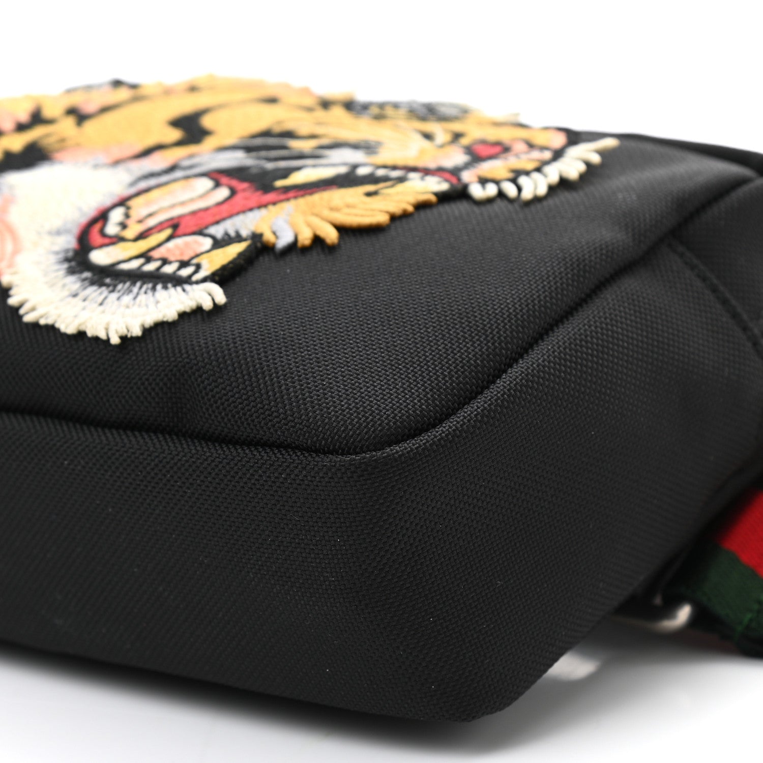 Gucci Canvas Web Tiger Embroidered Messenger Bag Black 9 of 10