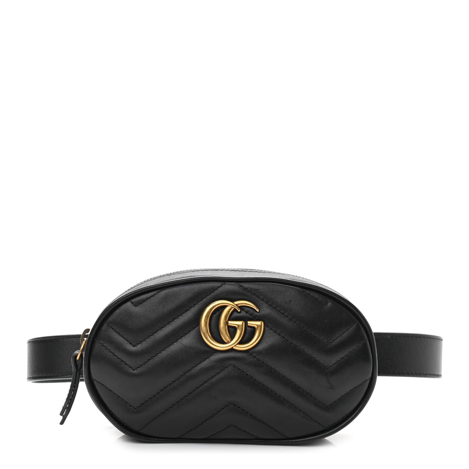 Gucci Calfskin Matelasse GG Marmont Belt Bag 95 38 Black 1 of 10