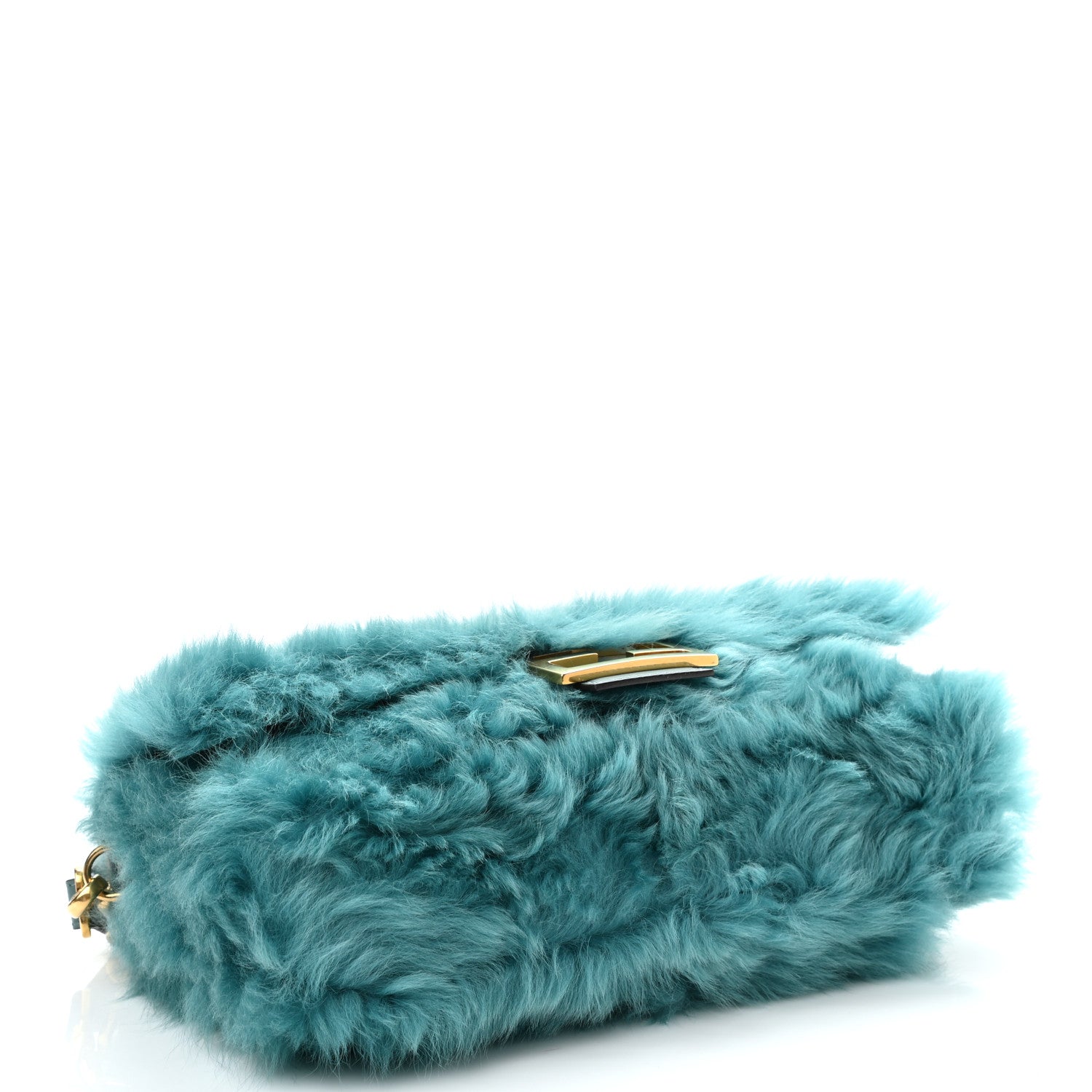 Fendi Alpaca Fur Large Baguette Blue 4 of 9