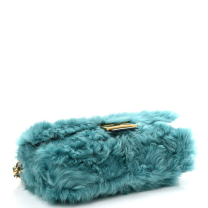 Fendi Alpaca Fur Large Baguette Blue 4 of 9