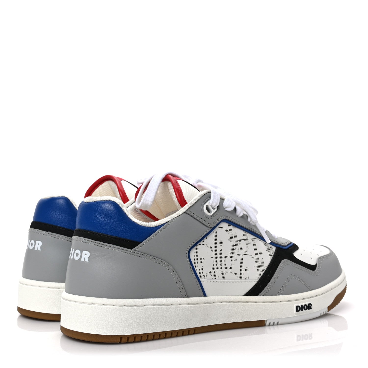 Christian Dior Smooth Calfskin Oblique Galaxy Perforated Mens B27 Low Top Sneakers 43 Grey Blue 4 of 9