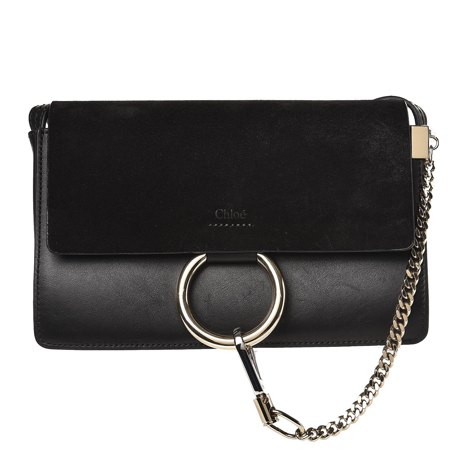 Chloe Suede Calfskin Small Faye Shoulder Bag Black 1 of 9