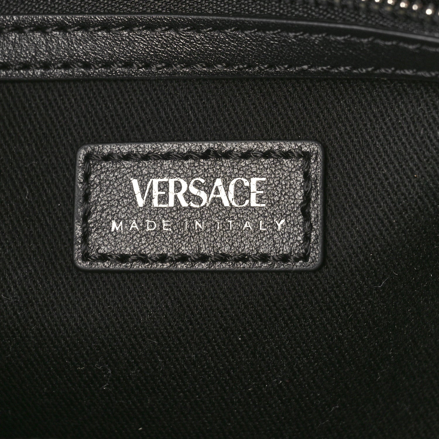 Versace Calfskin Studded Medium Repeat Zip Hobo Black 6 of 8
