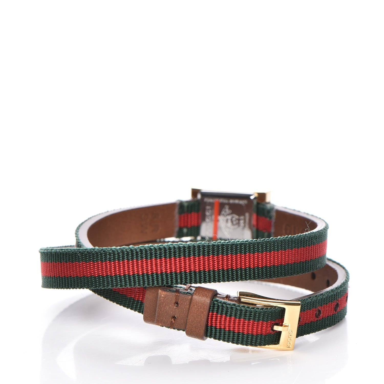 Gucci Stainless Steel Nylon 14mm Web G-Frame Square Double Wrap Quartz Watch Green 4 of 8